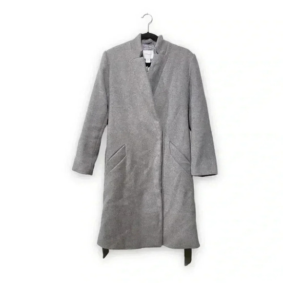 Daily Ritual Wool Blend Grey Belted Winter Fall Coat Size 6 - Picture 7 of 12